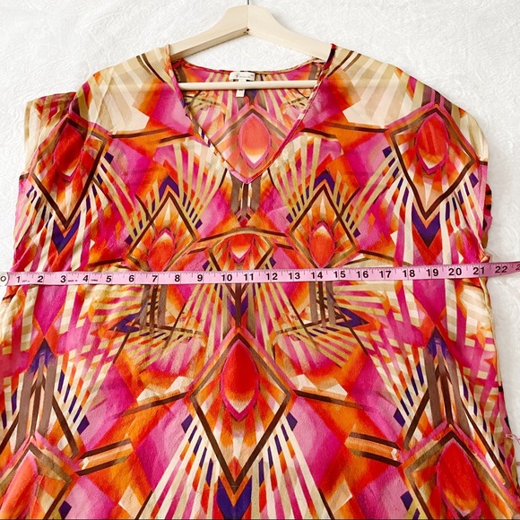 Anthropologie Floreat Sheer Tropical Silk Tunic - Picture 4 of 11